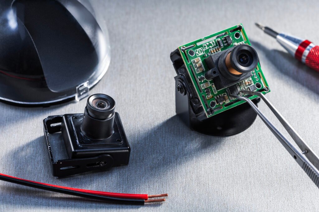 Engineer Working on a CCTV Camera